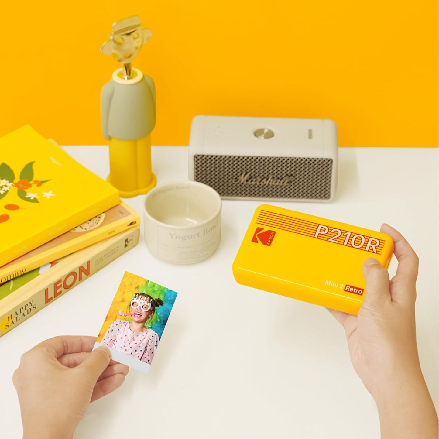 Mini 2 Retro 2.1X3.4” Portable Photo Printer (60 Sheets), Wireless Connection, Compatible with Ios, Android & Bluetooth, Real Photo, 4PASS & Lamination Process, Premium Quality – White