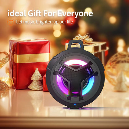 Bluetooth Shower Speaker, Waterproof Portable Bluetooth Speakers, IP67 Waterproof Wireless Speaker with LED Light, Floating, 2000Mah, True Wireless Stereo for Kayak, Beach,Gifts for Men -Black