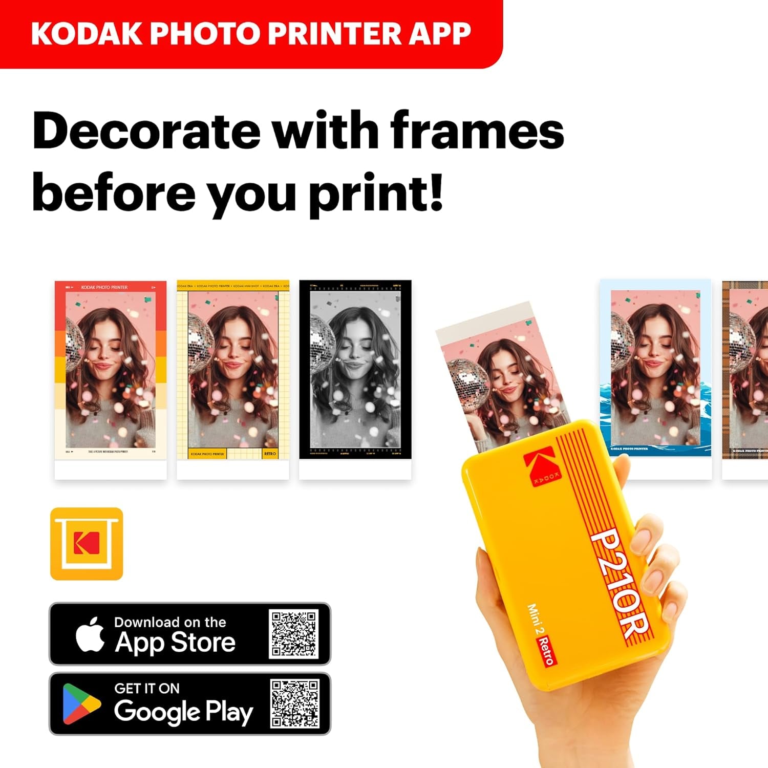 Mini 2 Retro 2.1X3.4” Portable Photo Printer (60 Sheets), Wireless Connection, Compatible with Ios, Android & Bluetooth, Real Photo, 4PASS & Lamination Process, Premium Quality – White