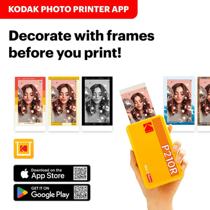 Mini 2 Retro 2.1X3.4” Portable Photo Printer (60 Sheets), Wireless Connection, Compatible with Ios, Android & Bluetooth, Real Photo, 4PASS & Lamination Process, Premium Quality – White