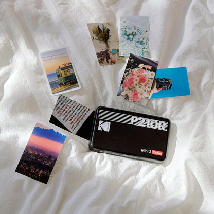 Mini 2 Retro 2.1X3.4” Portable Photo Printer (60 Sheets), Wireless Connection, Compatible with Ios, Android & Bluetooth, Real Photo, 4PASS & Lamination Process, Premium Quality – White