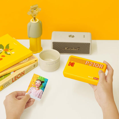 Mini 2 Retro 2.1X3.4” Portable Photo Printer (60 Sheets), Wireless Connection, Compatible with Ios, Android & Bluetooth, Real Photo, 4PASS & Lamination Process, Premium Quality – White