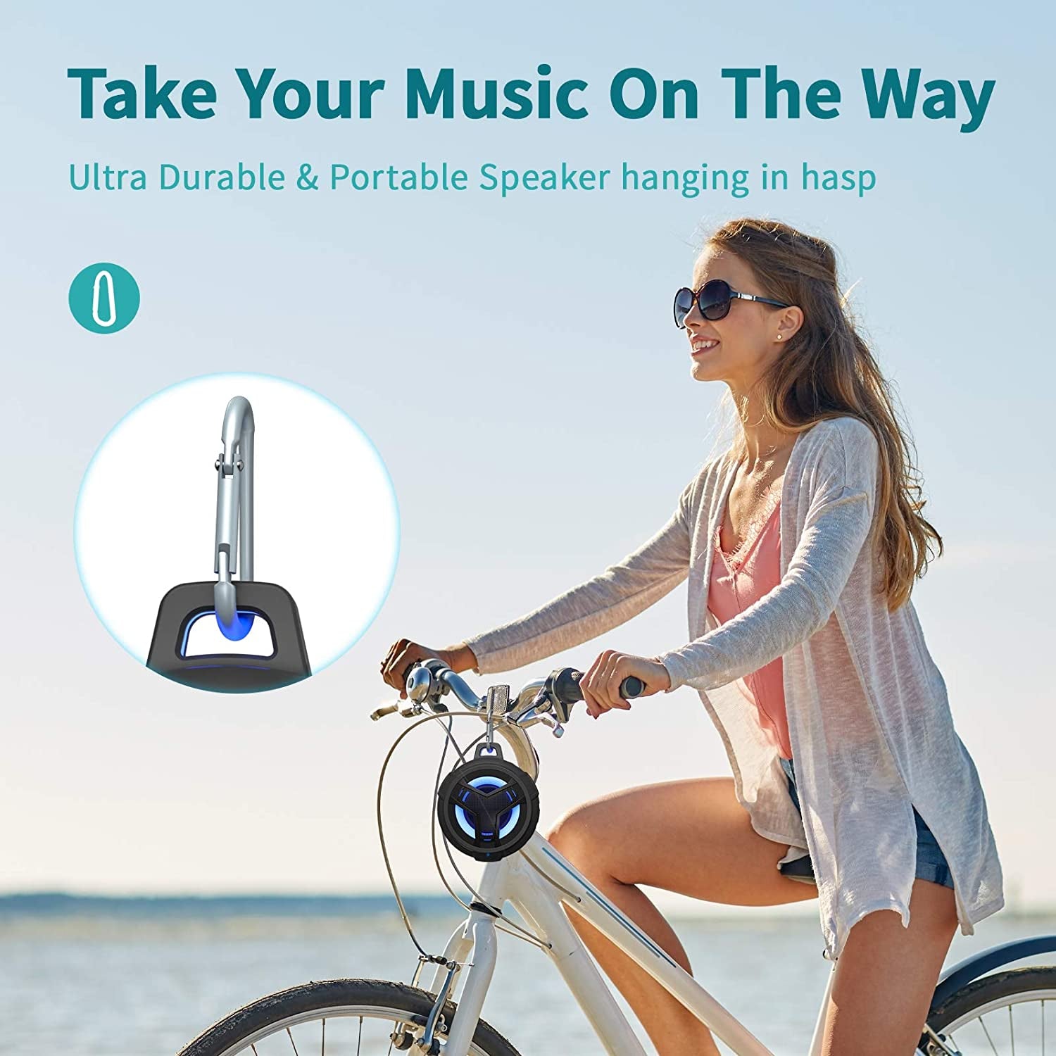 Bluetooth Shower Speaker, Waterproof Portable Bluetooth Speakers, IP67 Waterproof Wireless Speaker with LED Light, Floating, 2000Mah, True Wireless Stereo for Kayak, Beach,Gifts for Men -Black